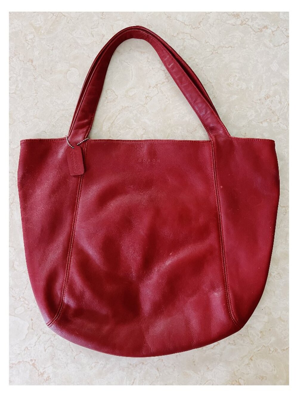 VTG Coach Large Red Leather Lexington Tote R8D 4182